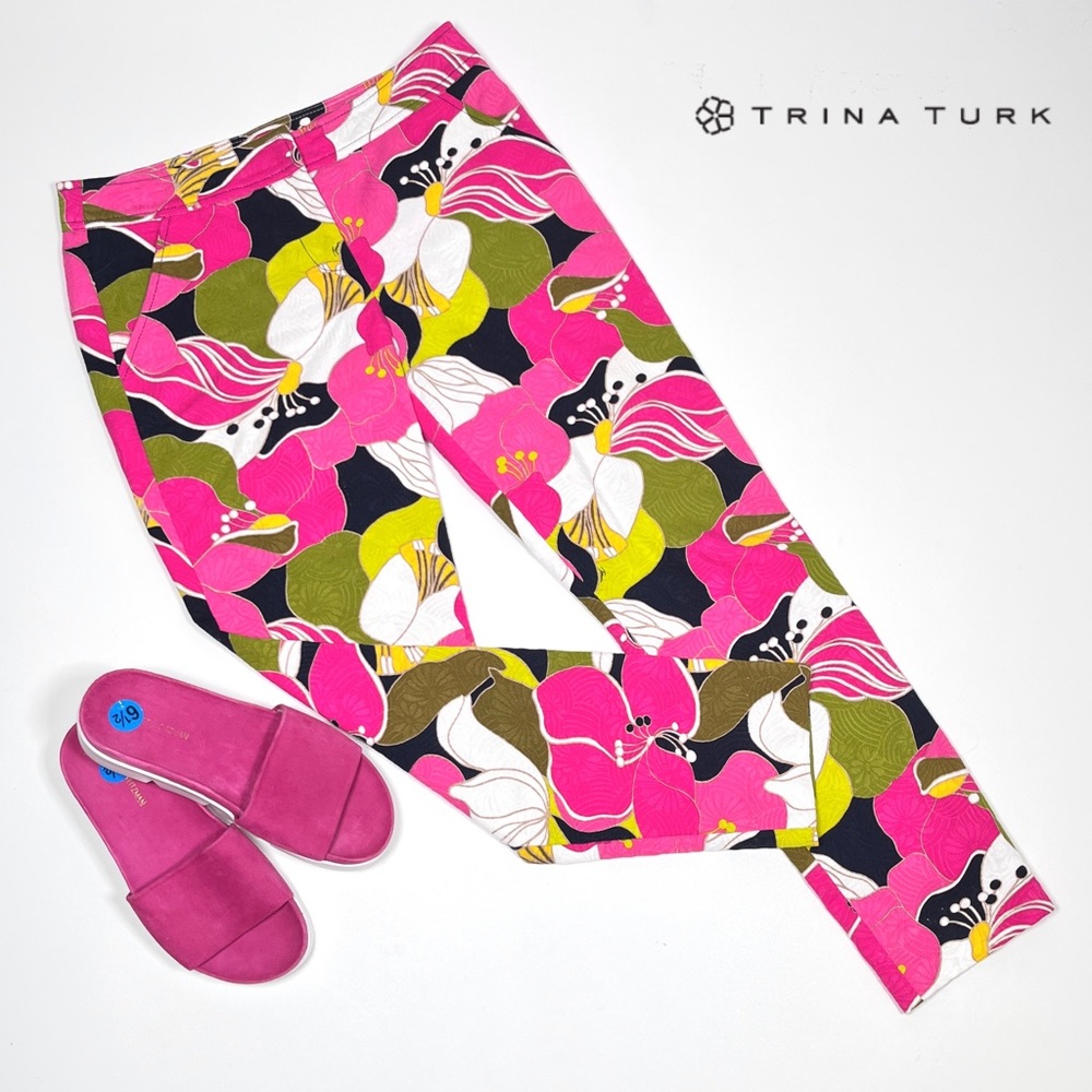 TRINA TURK Los Angeles tropical floral trousers pants - Picture 10 of 11